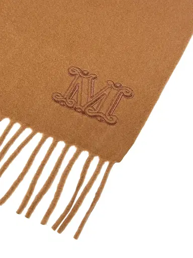 Max Mara Women's Monogram Embroidered Cashmere Stole - Tobacco | Thumbnail 2 Max Mara Women's Monogram Embroidered Cashmere Stole - Tobacco | Thumbnail 2