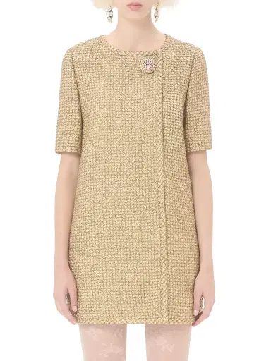 Valentino Garavani Women's Short Canestrello Lurex Tweed Dress - Gold - Size 0 | Thumbnail 2 Valentino Garavani Women's Short Canestrello Lurex Tweed Dress - Gold - Size 0 | Thumbnail 2