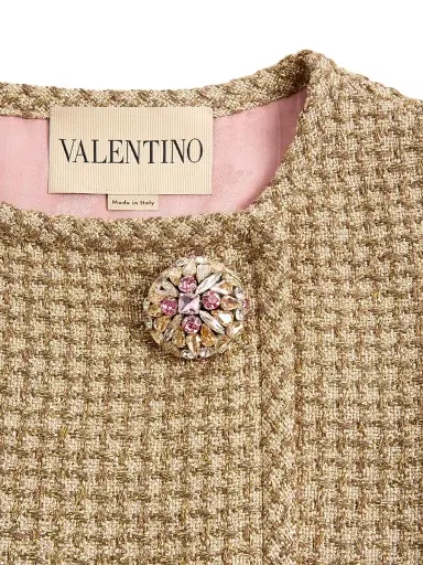 Valentino Garavani Women's Short Canestrello Lurex Tweed Dress - Gold - Size 0 | Thumbnail 6 Valentino Garavani Women's Short Canestrello Lurex Tweed Dress - Gold - Size 0 | Thumbnail 6