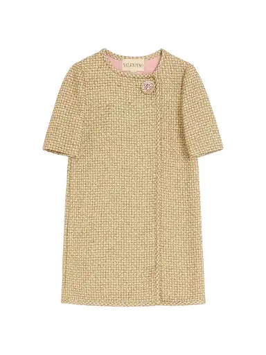 Valentino Garavani Women's Short Canestrello Lurex Tweed Dress - Gold - Size 0 | Thumbnail 1 Valentino Garavani Women's Short Canestrello Lurex Tweed Dress - Gold - Size 0 | Thumbnail 1