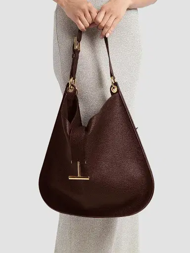 Tom Ford Women's Large Tara Leather Hobo Bag - Espresso | Thumbnail 2 Tom Ford Women's Large Tara Leather Hobo Bag - Espresso | Thumbnail 2