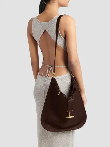 Tom Ford Women's Large Tara Leather Hobo Bag - Espresso | Thumbnail 3 Tom Ford Women's Large Tara Leather Hobo Bag - Espresso | Thumbnail 3