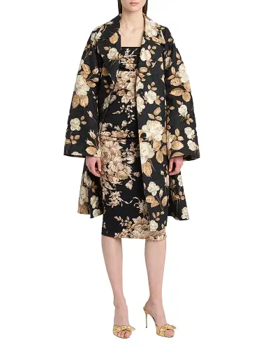 Dolce & Gabbana Women's Floral Brocade A-Line Coat - Rose | Thumbnail 2 Dolce & Gabbana Women's Floral Brocade A-Line Coat - Rose | Thumbnail 2