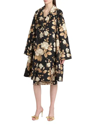 Dolce & Gabbana Women's Floral Brocade A-Line Coat - Rose | Thumbnail 3 Dolce & Gabbana Women's Floral Brocade A-Line Coat - Rose | Thumbnail 3