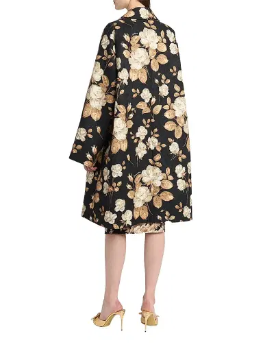 Dolce & Gabbana Women's Floral Brocade A-Line Coat - Rose | Thumbnail 4 Dolce & Gabbana Women's Floral Brocade A-Line Coat - Rose | Thumbnail 4