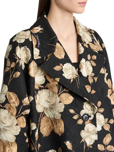 Dolce & Gabbana Women's Floral Brocade A-Line Coat - Rose | Thumbnail 5 Dolce & Gabbana Women's Floral Brocade A-Line Coat - Rose | Thumbnail 5