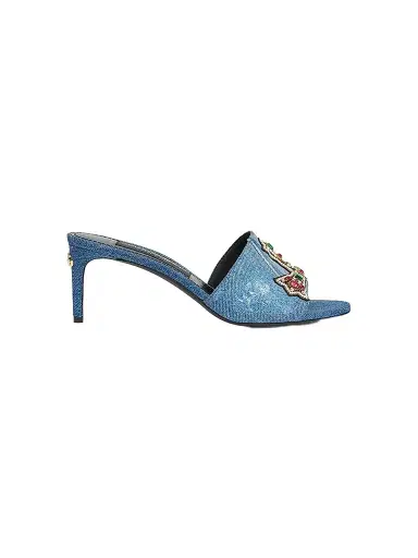 Dolce & Gabbana Women's 60MM Crystal-Embellished Denim Mules - Blue | Thumbnail 1 Dolce & Gabbana Women's 60MM Crystal-Embellished Denim Mules - Blue | Thumbnail 1