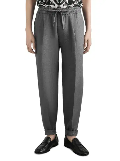 Dolce & Gabbana Men's Pleated-Front Linen Trousers - Dark Grey | Thumbnail 3 Dolce & Gabbana Men's Pleated-Front Linen Trousers - Dark Grey | Thumbnail 3