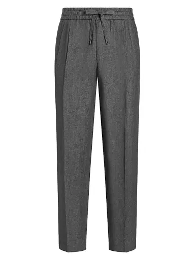 Dolce & Gabbana Men's Pleated-Front Linen Trousers - Dark Grey | Thumbnail 1 Dolce & Gabbana Men's Pleated-Front Linen Trousers - Dark Grey | Thumbnail 1