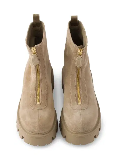 Prada Women's Suede Booties with Zip - Beige Khaki - Size 11 | Thumbnail 3 Prada Women's Suede Booties with Zip - Beige Khaki - Size 11 | Thumbnail 3