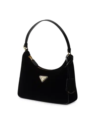 Prada Women's Re-Edition 2005 Velvet and Saffiano Top Handle Bag - Black | Thumbnail 2 Prada Women's Re-Edition 2005 Velvet and Saffiano Top Handle Bag - Black | Thumbnail 2