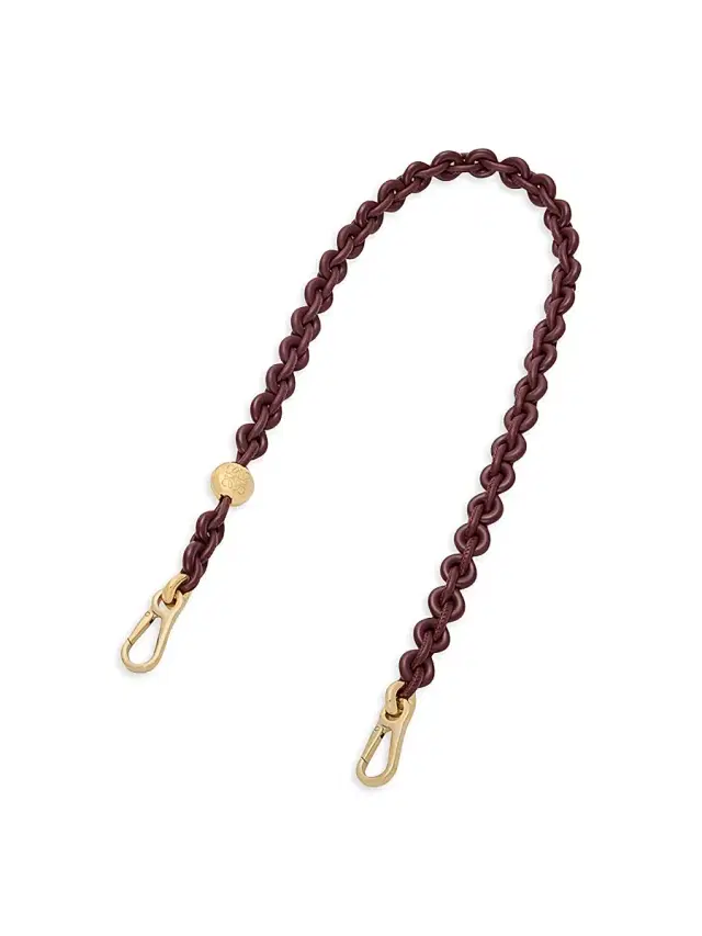 Women's Tonal Donut Leather Chain Shoulder Strap - Dark Red Women's Tonal Donut Leather Chain Shoulder Strap - Dark Red