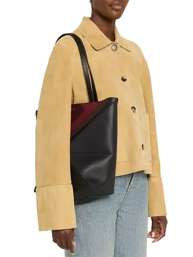 LOEWE Women's x Albers Puzzle Fold Leather Tote Bag - Metallic Black | Thumbnail 2 LOEWE Women's x Albers Puzzle Fold Leather Tote Bag - Metallic Black | Thumbnail 2