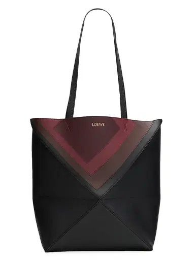 LOEWE Women's x Albers Puzzle Fold Leather Tote Bag - Metallic Black | Thumbnail 1 LOEWE Women's x Albers Puzzle Fold Leather Tote Bag - Metallic Black | Thumbnail 1