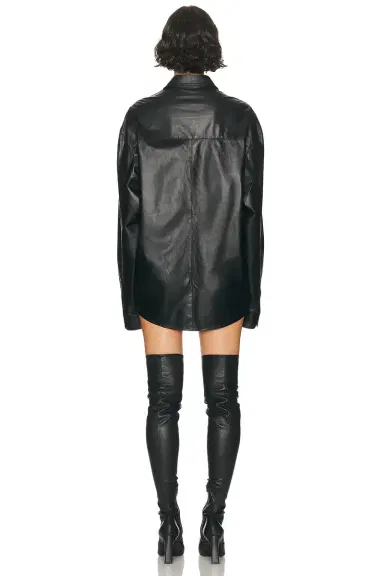 EZR Oversize Pocket Long Sleeve Leather Dress | Thumbnail 3 EZR Oversize Pocket Long Sleeve Leather Dress | Thumbnail 3