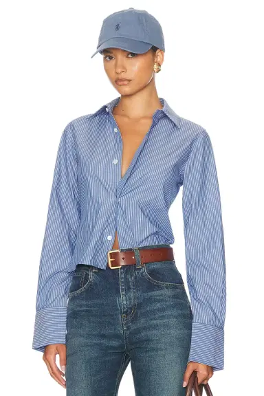 Helsa Pinstripe Poplin Fitted Shirt | Thumbnail 3 Helsa Pinstripe Poplin Fitted Shirt | Thumbnail 3