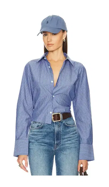 Helsa Pinstripe Poplin Fitted Shirt | Thumbnail 1 Helsa Pinstripe Poplin Fitted Shirt | Thumbnail 1