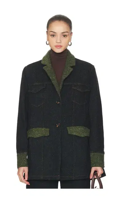 Ganni Melange Twill Denim Oversized Blazer | Thumbnail 1 Ganni Melange Twill Denim Oversized Blazer | Thumbnail 1