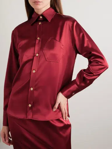 VIOLANTE NESSI Violi Button-embellished Satin Shirt | Thumbnail 3 VIOLANTE NESSI Violi Button-embellished Satin Shirt | Thumbnail 3