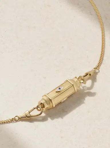 Marie Lichtenberg Evil Eye Baby Locket 18-karat Gold, Enamel And Sapphire Necklace | Thumbnail 4 Marie Lichtenberg Evil Eye Baby Locket 18-karat Gold, Enamel And Sapphire Necklace | Thumbnail 4