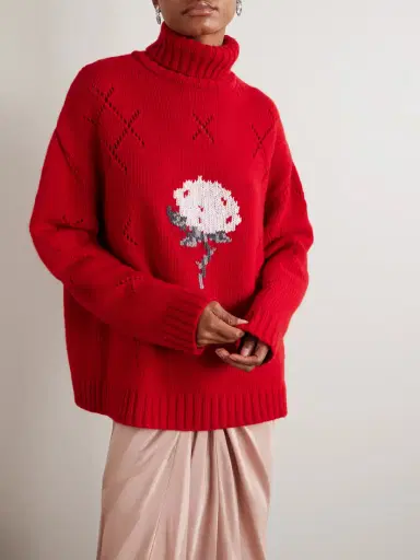 BERNADETTE Sharon Oversized Intarsia Pointelle-knit Wool-blend Turtleneck Sweater | Thumbnail 3 BERNADETTE Sharon Oversized Intarsia Pointelle-knit Wool-blend Turtleneck Sweater | Thumbnail 3