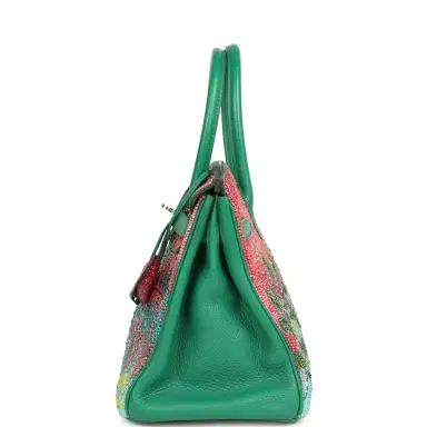 HERMÈS Custom "Paradise" Swarovski Crystal Hermes Birkin 30 Vert Vertigo Togo Palladium Hardware | Thumbnail 3 HERMÈS Custom "Paradise" Swarovski Crystal Hermes Birkin 30 Vert Vertigo Togo Palladium Hardware | Thumbnail 3