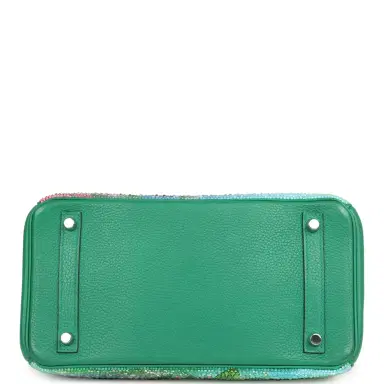 HERMÈS Custom "Paradise" Swarovski Crystal Hermes Birkin 30 Vert Vertigo Togo Palladium Hardware | Thumbnail 6 HERMÈS Custom "Paradise" Swarovski Crystal Hermes Birkin 30 Vert Vertigo Togo Palladium Hardware | Thumbnail 6