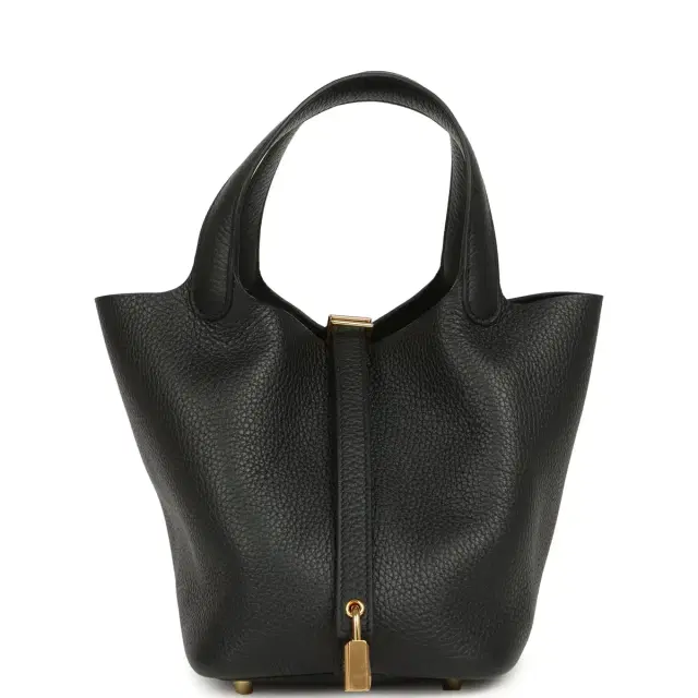 Hermes Picotin Lock 18 Black Clemence Gold Hardware Hermes Picotin Lock 18 Black Clemence Gold Hardware