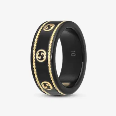 Gucci Gucci Icon 18K Yellow Gold & Black Corundum Band Ring YBC606826001010 - by The Solist | Thumbnail 2 Gucci Gucci Icon 18K Yellow Gold & Black Corundum Band Ring YBC606826001010 - by The Solist | Thumbnail 2
