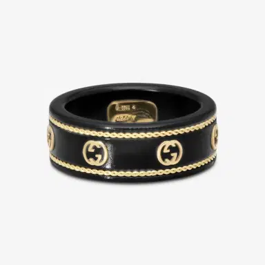 Gucci Gucci Icon 18K Yellow Gold & Black Corundum Band Ring YBC606826001010 - by The Solist | Thumbnail 3 Gucci Gucci Icon 18K Yellow Gold & Black Corundum Band Ring YBC606826001010 - by The Solist | Thumbnail 3