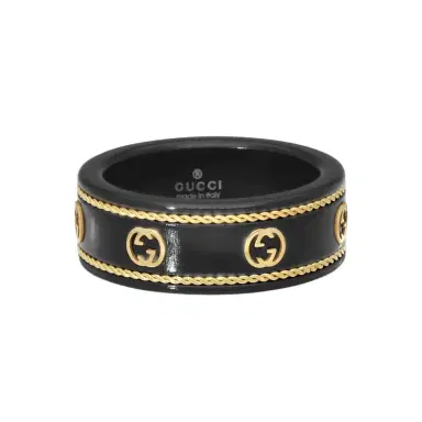 Gucci Gucci Icon 18K Yellow Gold & Black Corundum Band Ring YBC606826001010 - by The Solist | Thumbnail 1 Gucci Gucci Icon 18K Yellow Gold & Black Corundum Band Ring YBC606826001010 - by The Solist | Thumbnail 1