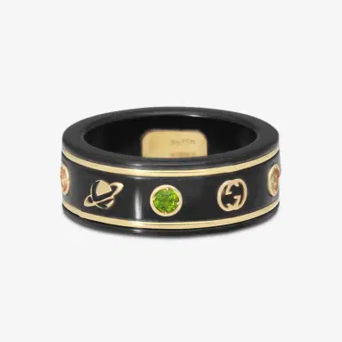 Gucci Gucci Icon 18K Yellow Gold & Black Synthetic Corundum Topaz Thin Band Ring YBC527095002009 - by The Solist | Thumbnail 3 Gucci Gucci Icon 18K Yellow Gold & Black Synthetic Corundum Topaz Thin Band Ring YBC527095002009 - by The Solist | Thumbnail 3