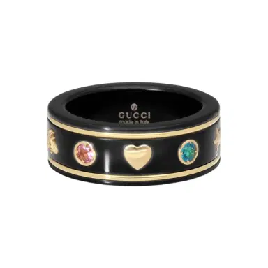 Gucci Gucci Icon 18K Yellow Gold & Black Synthetic Corundum Topaz Thin Band Ring YBC527095002009 - by The Solist | Thumbnail 1 Gucci Gucci Icon 18K Yellow Gold & Black Synthetic Corundum Topaz Thin Band Ring YBC527095002009 - by The Solist | Thumbnail 1