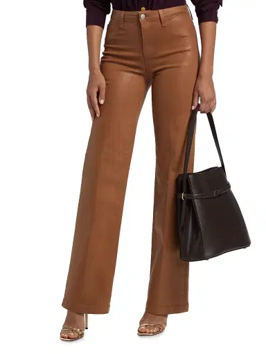 L'Agence Women's Clayton Coated High-Rise Wide-Leg Pants - Light Cognac Coated - Size 26 | Thumbnail 3 L'Agence Women's Clayton Coated High-Rise Wide-Leg Pants - Light Cognac Coated - Size 26 | Thumbnail 3