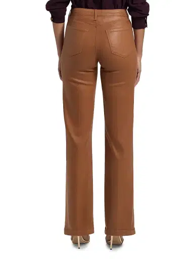 L'Agence Women's Clayton Coated High-Rise Wide-Leg Pants - Light Cognac Coated - Size 26 | Thumbnail 5 L'Agence Women's Clayton Coated High-Rise Wide-Leg Pants - Light Cognac Coated - Size 26 | Thumbnail 5