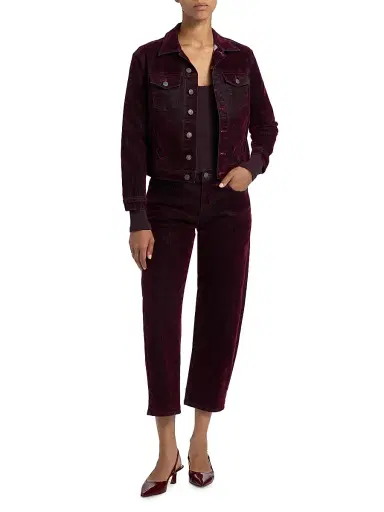 L'AGENCE Women's Dolores Low-Rise Barrel-Leg Jeans - Bordeaux | Thumbnail 2 L'AGENCE Women's Dolores Low-Rise Barrel-Leg Jeans - Bordeaux | Thumbnail 2