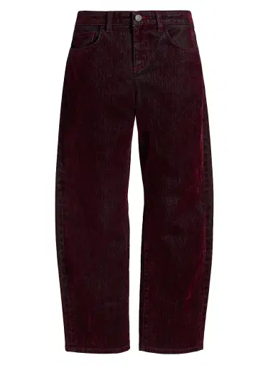 L'AGENCE Women's Dolores Low-Rise Barrel-Leg Jeans - Bordeaux | Thumbnail 1 L'AGENCE Women's Dolores Low-Rise Barrel-Leg Jeans - Bordeaux | Thumbnail 1