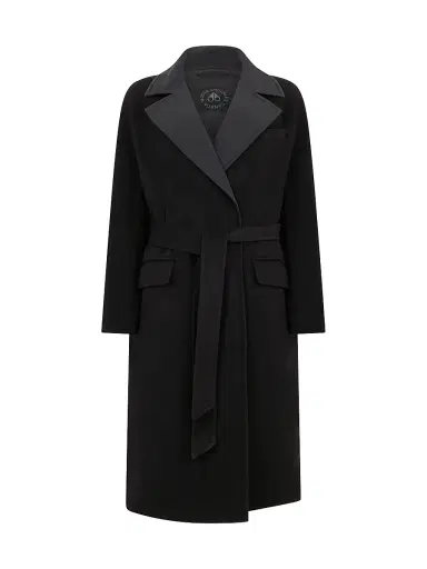 Moose Knuckles Women's Lafleur Wool-Blend Long Down Wrap Coat - Black | Thumbnail 1 Moose Knuckles Women's Lafleur Wool-Blend Long Down Wrap Coat - Black | Thumbnail 1