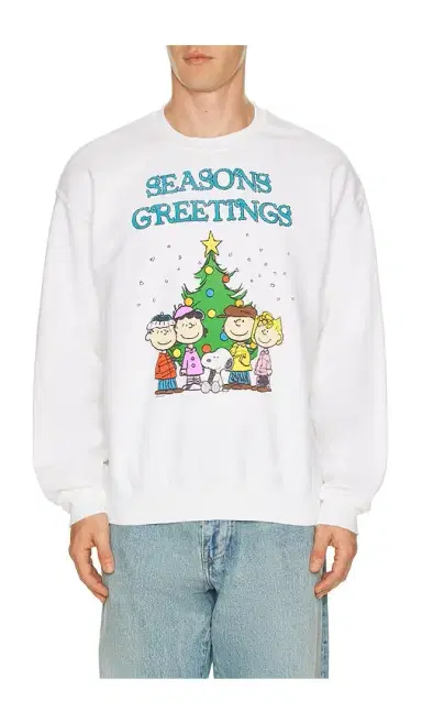 Junk Food Peanuts Seasons Greetings Sweatshirt | Thumbnail 1 Junk Food Peanuts Seasons Greetings Sweatshirt | Thumbnail 1