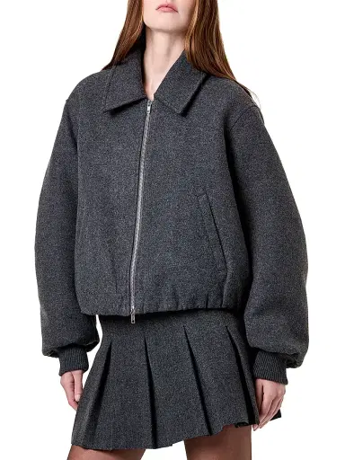 NICHOLAS Women's Frida Wool-Blend Bomber Jacket - Charcoal | Thumbnail 3 NICHOLAS Women's Frida Wool-Blend Bomber Jacket - Charcoal | Thumbnail 3