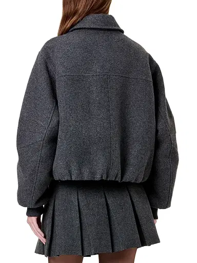 NICHOLAS Women's Frida Wool-Blend Bomber Jacket - Charcoal | Thumbnail 5 NICHOLAS Women's Frida Wool-Blend Bomber Jacket - Charcoal | Thumbnail 5