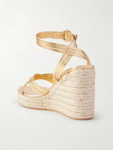 Gianvito Rossi Metallic Leather Espadrille Wedge Sandals | Thumbnail 3 Gianvito Rossi Metallic Leather Espadrille Wedge Sandals | Thumbnail 3