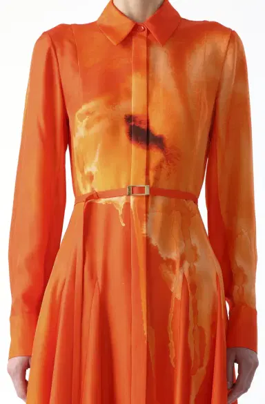 Jason Wu Collection WATERCOLRO FLORAL PRINTED SILK SHIRTDRESS WITH GODET SKIRT | Thumbnail 5 Jason Wu Collection WATERCOLRO FLORAL PRINTED SILK SHIRTDRESS WITH GODET SKIRT | Thumbnail 5