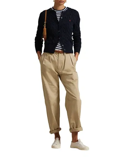 Polo Ralph Lauren Women's Cable-Knit Cotton Crewneck Cardigan - Hunter Navy | Thumbnail 2 Polo Ralph Lauren Women's Cable-Knit Cotton Crewneck Cardigan - Hunter Navy | Thumbnail 2