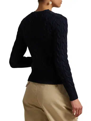 Polo Ralph Lauren Women's Cable-Knit Cotton Crewneck Cardigan - Hunter Navy | Thumbnail 4 Polo Ralph Lauren Women's Cable-Knit Cotton Crewneck Cardigan - Hunter Navy | Thumbnail 4