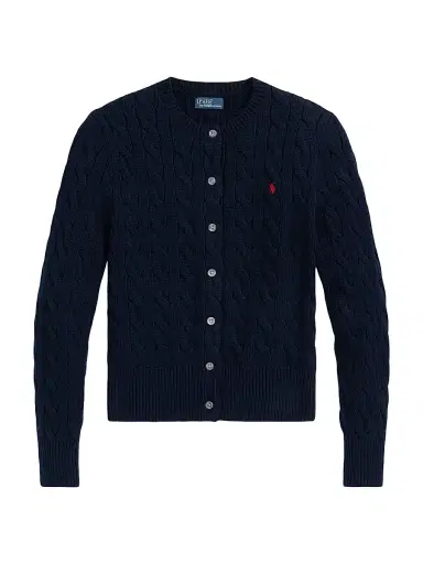 Polo Ralph Lauren Women's Cable-Knit Cotton Crewneck Cardigan - Hunter Navy | Thumbnail 1 Polo Ralph Lauren Women's Cable-Knit Cotton Crewneck Cardigan - Hunter Navy | Thumbnail 1