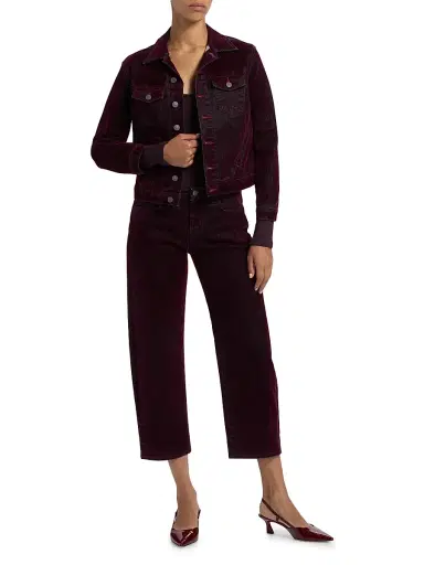 L'AGENCE Women's Maven Stretch Denim Slim Jacket - Bordeaux | Thumbnail 2 L'AGENCE Women's Maven Stretch Denim Slim Jacket - Bordeaux | Thumbnail 2