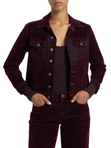 L'AGENCE Women's Maven Stretch Denim Slim Jacket - Bordeaux | Thumbnail 3 L'AGENCE Women's Maven Stretch Denim Slim Jacket - Bordeaux | Thumbnail 3