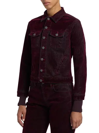 L'AGENCE Women's Maven Stretch Denim Slim Jacket - Bordeaux | Thumbnail 4 L'AGENCE Women's Maven Stretch Denim Slim Jacket - Bordeaux | Thumbnail 4