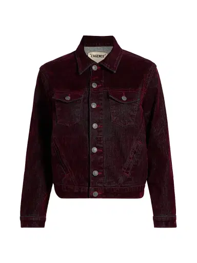 L'AGENCE Women's Maven Stretch Denim Slim Jacket - Bordeaux | Thumbnail 1 L'AGENCE Women's Maven Stretch Denim Slim Jacket - Bordeaux | Thumbnail 1